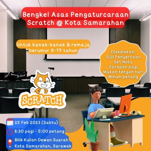 Poster Bengkel Asas Pengaturcaraan Scratch Kota Samarahan v5